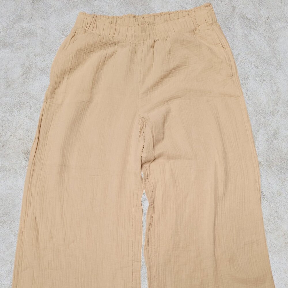 GAP Crinkle Gauze Wide Leg Pants 100% Cotton Lightweight Lagenlook